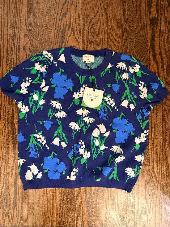 kate spade Tops - kate spade Navy Floral Short-Sleeve Knit Top with Blue & Green Accents